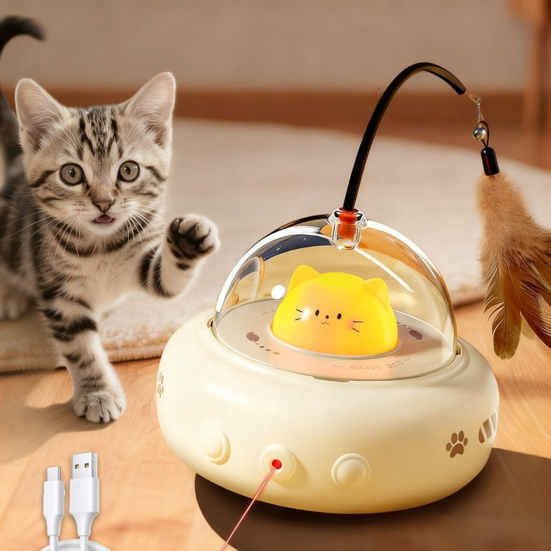 Laser Pointer Cat Toy Automatic - ألعاب تفاعلية للقطط داخل المنزل قابلة