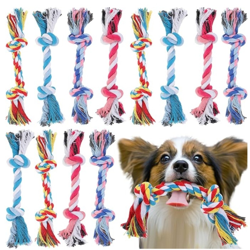 Interactive Squeaky Plush Dog Toy - لعبة للكلاب، حبل قطني مقاوم للعض
