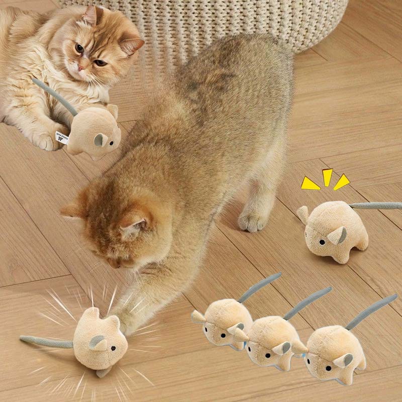 Catnip Interactive Plush Mouse - لعبة قطة كهربائية من القطيفة على