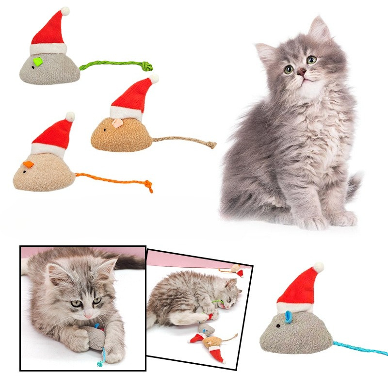 Catnip Interactive Plush Mouse - 5 قطعة لعبة مضغ القط النعناع