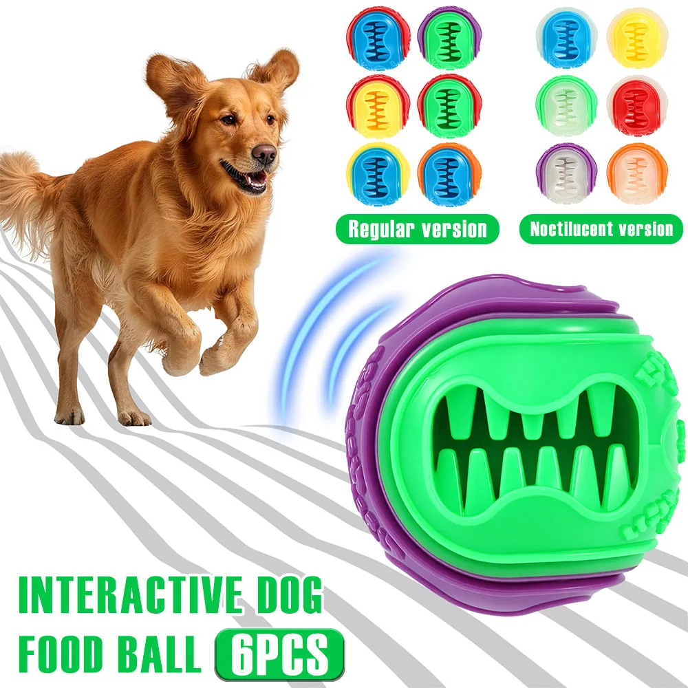 Rubber Treat Dispensing Dog Toy - 6 قطع من كرات الطعام التفاعلية
