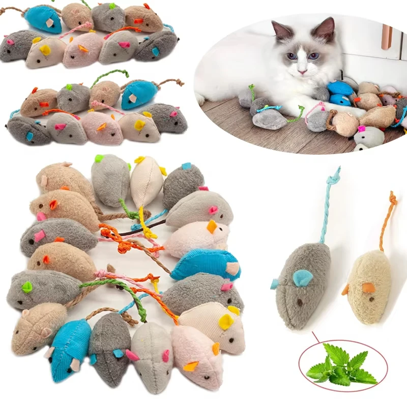 Catnip Interactive Plush Mouse - 5 قطع ألعاب قطط على شكل