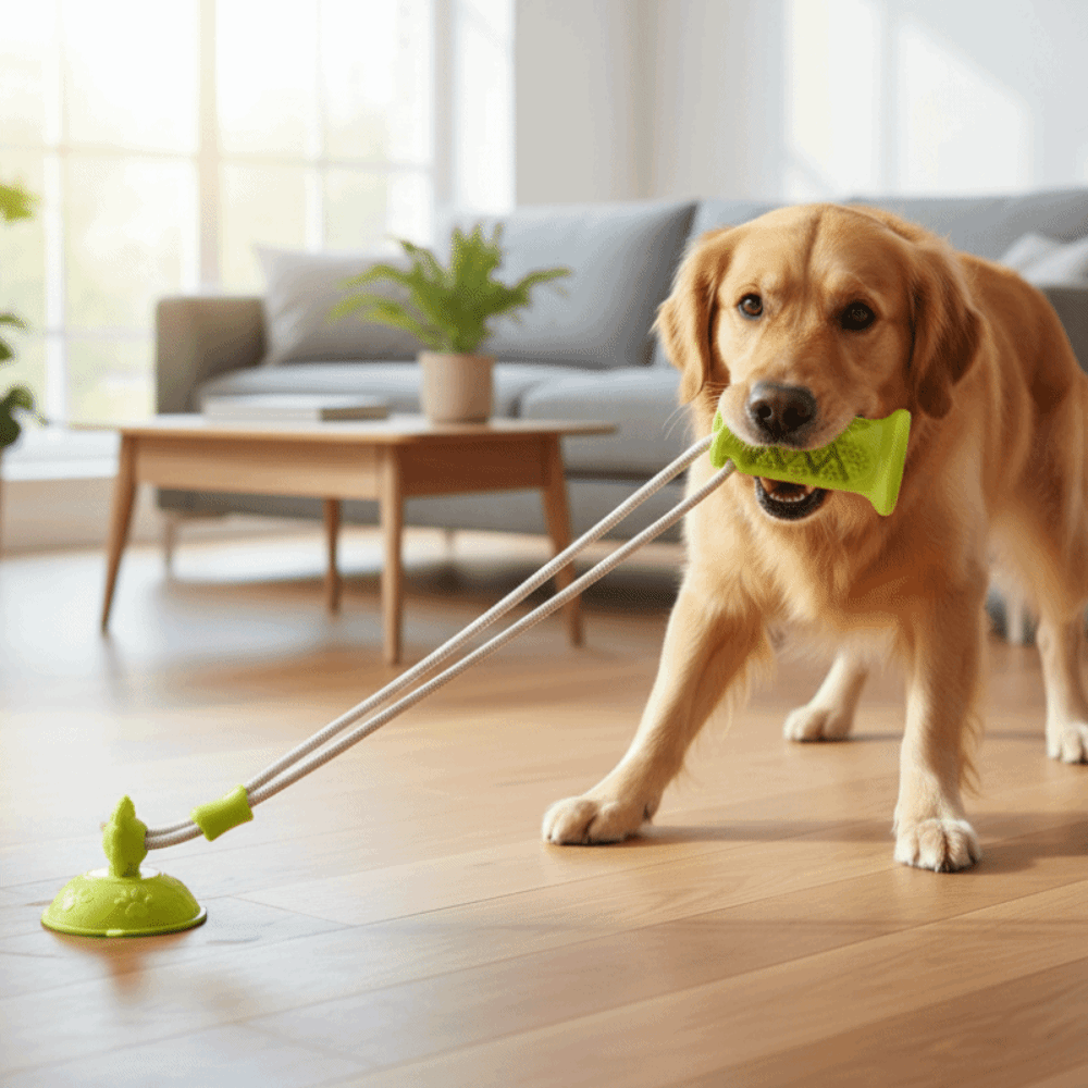 لعبة كلاب مقاومة للعض مع كأس ش - مراجعة Suction Cup Dog Tug Toy وسعره