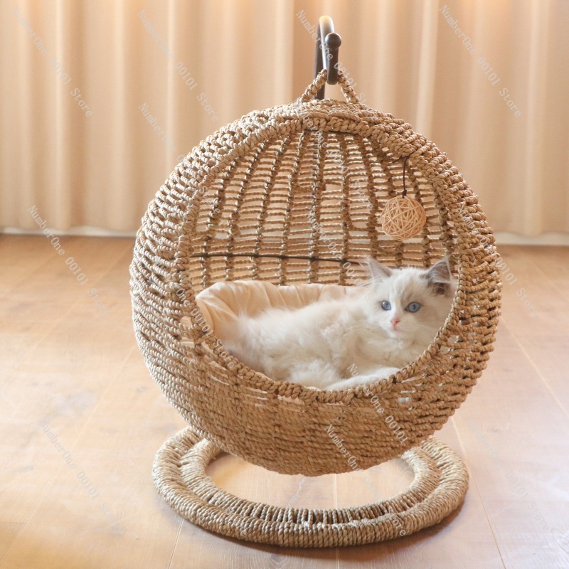 سرير قطط معلق من الروطان، دائر - مراجعة Pet Beds وسعره