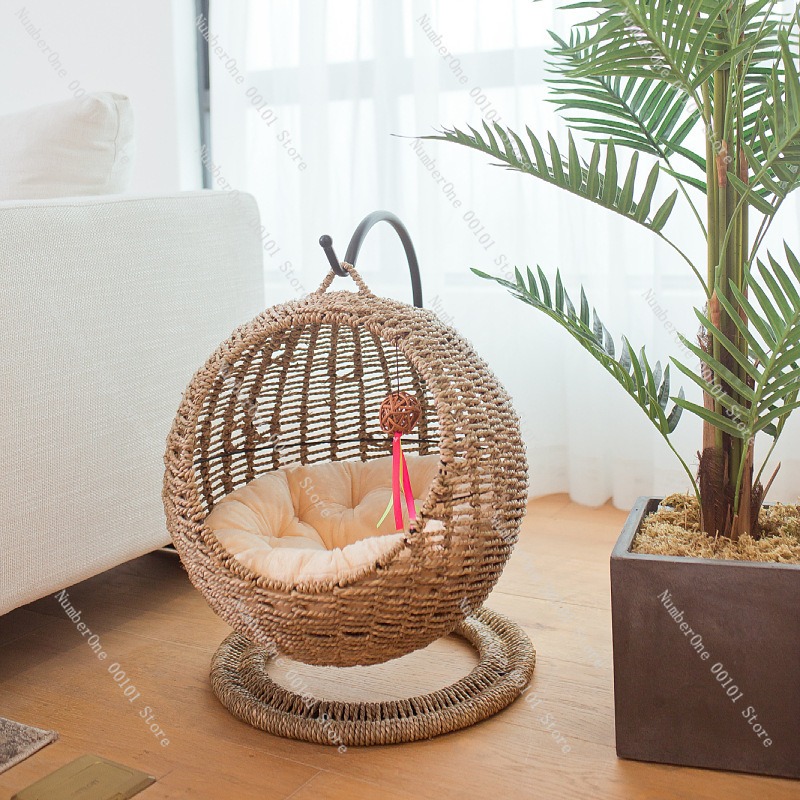 سرير قطط معلق من الروطان، دائر - مراجعة Pet Beds وسعره